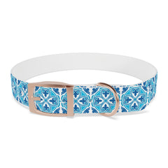 Dog Collar- Blue Mexican Talavera Tile Print