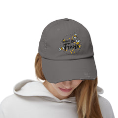 Distressed Cap with Queen Bee Fizzin Design, Vintage Hat, Bee Lovers, Jewelry Reveals