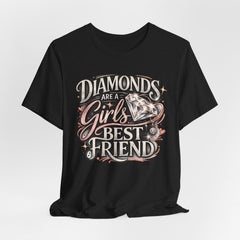 Diamonds Are a Girl's Best Friend T-Shirt – Retro Script Diamond Graphic Tee