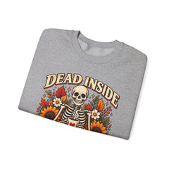 Skeleton Coffee Sweatshirt, Dead Inside But Caffeinated Crewneck, Halloween Gift, Unisex Fall Apparel, Cozy Lounge Wear