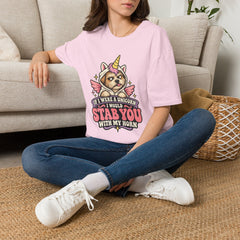 "If I Were a Unicorn I Would Stab You With My Horn" Funny Graphic Tee
