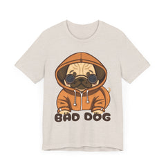 Graphic Tee with Cute Bad Dog Illustration - Unisex Jersey Short Sleeve Tee