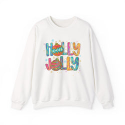 Holly Jolly Crewneck Gildan Sweatshirt — Colorful Christmas Ornament Holiday Sweater