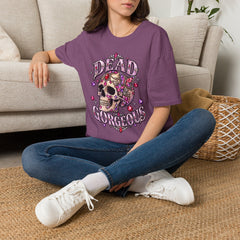 "Dead Gorgeous" T‑Shirt- Skull Floral- Halloween Vibes