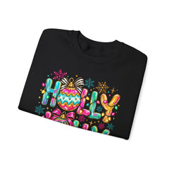 Holly Jolly Crewneck Gildan Sweatshirt — Colorful Christmas Ornament Holiday Sweater