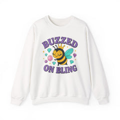 Buzzed on Bling Crewneck Sweatshirt by Gildan - Fun Gift for Bee Lovers, Jewelry Reveals