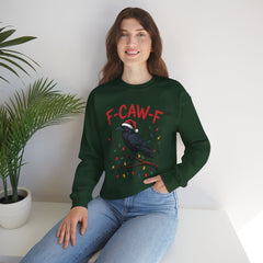 "F-CAW-F" Festive Raven Holiday Christmas Crow Crewneck Gildan Sweatshirt