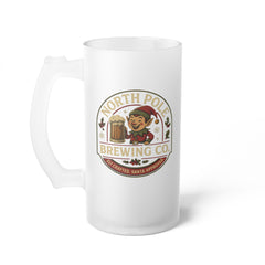 Frosted Beer Mug — North Pole Brewing Co. Christmas Elf Logo Glass