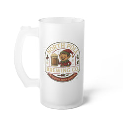 Frosted Beer Mug — North Pole Brewing Co. Christmas Elf Logo Glass