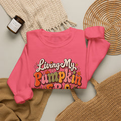 Pumpkin Era Crewneck Sweatshirt — "Living My Pumpkin Era" Fall Graphic Sweatshirt
