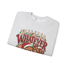 'Fa La La La Whatever' Cute Sleepy Reindeer Christmas Sweatshirt