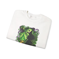 Witch Silhouette Forest Crewneck Sweatshirt – Green Gothic Witchy Art - Wicked