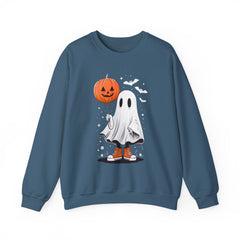 Orange Balloon Halloween Ghost Sweater | Unisex Crewneck Sweatshirt for Cozy Autumn Nights, Halloween Party, Spooky