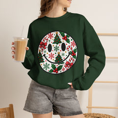 Christmas Smiley Crewneck Sweatshirt — Festive Holiday Smile Graphic