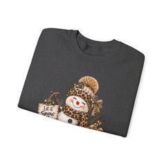 Leopard Snowman Crewneck Sweatshirt — Cozy Holiday Winter Christmas Graphic