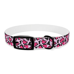 Dog Collar- Pink Leopard Print Hearts