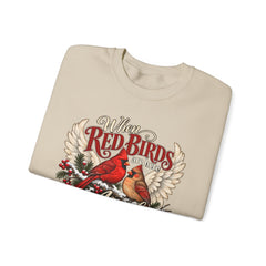 Red Birds Are Angels Crewneck Sweatshirt — Memorial Cardinal Tribute Sweater- Christmas Vibes