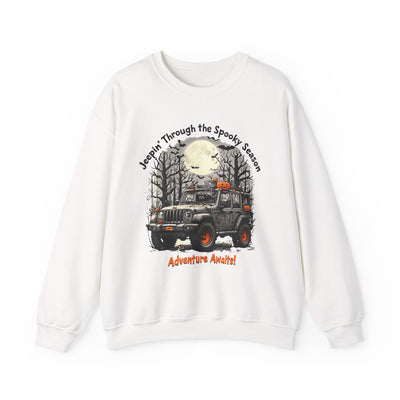 Spooky Adventure Sweatshirt - Jeepin' Through the Spooky Season, Unisex Crewneck, Fall Apparel, Halloween Gift, Cozy Halloween Wear