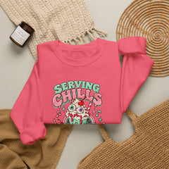 Halloween Sweatshirt — "Serving Chills with Extra Whipped Cream" Retro Ice Cream Graphic - BP