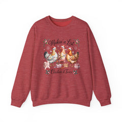 "Makin' a List, Chicken It Twice" Christmas Chicken Crewneck Gildan Sweatshirt