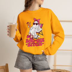Boo-gie Bitch Ghost Crewneck Sweatshirt — Cute Retro Halloween Graphic