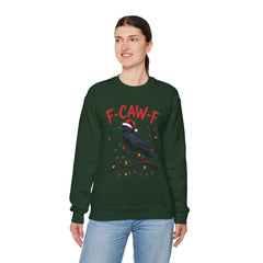 "F-CAW-F" Festive Raven Holiday Christmas Crow Crewneck Gildan Sweatshirt