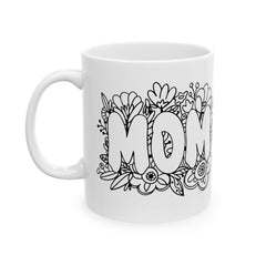 Floral 'Mom' Ceramic Mug - Perfect Gift for Mother's Day & Everyday Use
