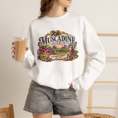 Muscadine Vineyard Crewneck Sweatshirt — Vintage Grape Winery Graphic - Southern Heritage