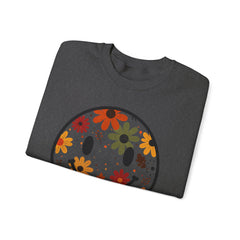 Floral Smile Sweatshirt — Retro Fall Flowers Smiley Crewneck
