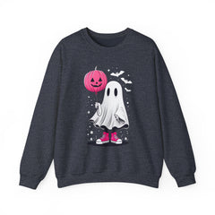 Pink Balloon Halloween Ghost Sweater | Unisex Crewneck Sweatshirt for Cozy Autumn Nights, Halloween Party, Spooky