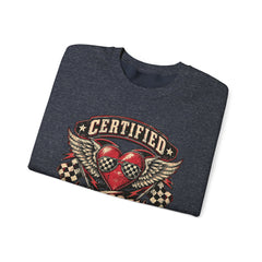 Certified Heartbreaker Crewneck Sweatshirt — Vintage Racing Winged Valentines Heart Graphic