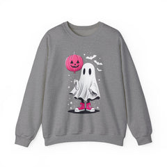 Pink Balloon Halloween Ghost Sweater | Unisex Crewneck Sweatshirt for Cozy Autumn Nights, Halloween Party, Spooky