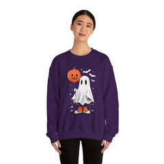 Orange Balloon Halloween Ghost Sweater | Unisex Crewneck Sweatshirt for Cozy Autumn Nights, Halloween Party, Spooky