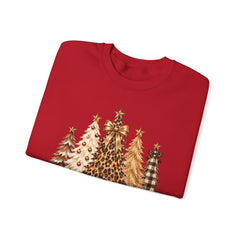 Leopard & Neutral Christmas Trees Crewneck Sweatshirt