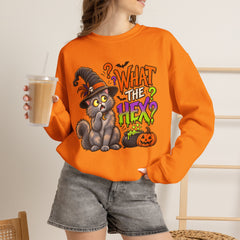 Halloween Cat 'What the Hex?' Crewneck Sweatshirt