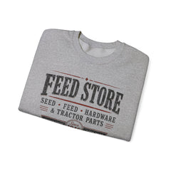 Feed Store Crewneck Sweatshirt — Vintage Farmhouse Seed & Feed Graphic - Southern Heritage