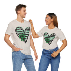 St. Patrick's Day Heart Tee - Unisex Jersey Short Sleeve Shirt with Clover Design