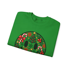 Christmas Smiley Crewneck Sweatshirt — Festive Holiday Smile Graphic
