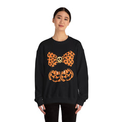 Halloween Pumpkin Bow Sweatshirt, Fall Fashion, Cozy Crewneck, Unisex Sweatshirts, Holiday Apparel, Seasonal Gift