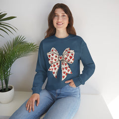 Valentine Heart Bow Sweatshirt — Cute Ribbon Graphic Crewneck