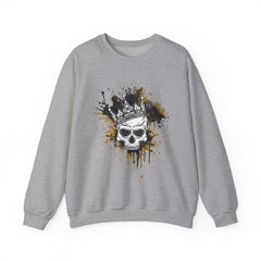 Skeleton King Crewneck Sweatshirt w/Black & Gold Splatter Design