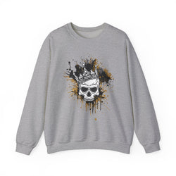 Skeleton King Crewneck Sweatshirt w/Black & Gold Splatter Design