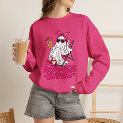 Boo-gie Bitch Ghost Crewneck Sweatshirt — Cute Retro Halloween Graphic