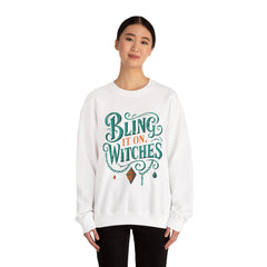 Bling It On, Witches Sweatshirt – Cozy Halloween Apparel, Unisex Crewneck, Spooky Season Fashion, Witchy Gifts, Fall Collection