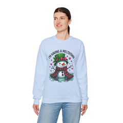 "I'm Having a Meltdown" Beautiful Melting Snowman Christmas Gildan Crewneck