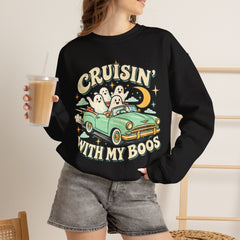 Cruisin' With My Boos Sweatshirt — Cute Ghost Halloween Crewneck