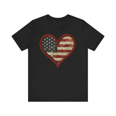 Patriotic Heart Tee - Love USA, American Pride Shirt, 4th of July, Independence Day, Memorial Day, Gift for Her