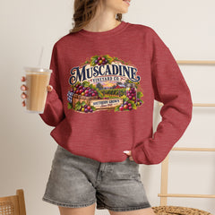 Muscadine Vineyard Crewneck Sweatshirt — Vintage Grape Winery Graphic - Southern Heritage