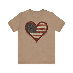 Patriotic Heart Tee - Love USA, American Pride Shirt, 4th of July, Independence Day, Memorial Day, Gift for Her