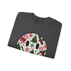 Christmas Smiley Crewneck Sweatshirt — Festive Holiday Smile Graphic